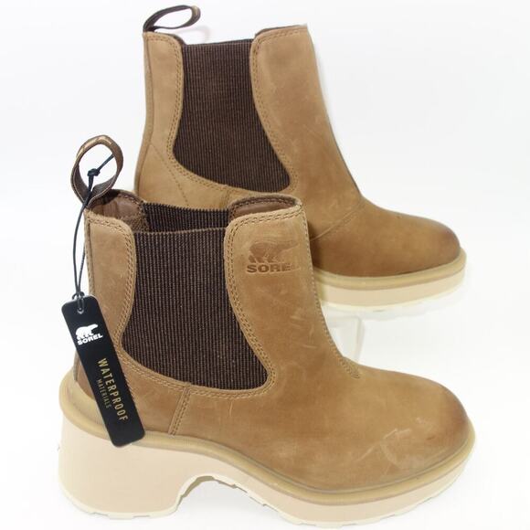 NEW Sorel Hi-Line Heel Chelsea Waterproof Boots Brown Women's Size 6.5 - Picture 1 of 10